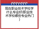 现在职业技术学校学什么专业好(职业技术学校哪些专业热门)