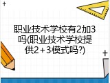 职业技术学校有2加3吗(职业技术学校提供2+3模式吗?)