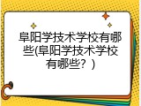 阜阳学技术学校有哪些(阜阳学技术学校有哪些？)