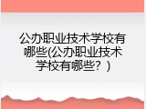 公办职业技术学校有哪些(公办职业技术学校有哪些？)