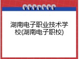 湖南电子职业技术学校(湖南电子职校)