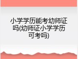 小学学历能考幼师证吗(幼师证小学学历可考吗)