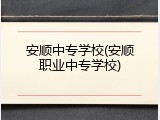 安顺中专学校(安顺职业中专学校)
