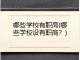 哪些学校有职高(哪些学校设有职高？)