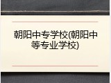 朝阳中专学校(朝阳中等专业学校)