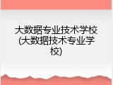 大数据专业技术学校(大数据技术专业学校)