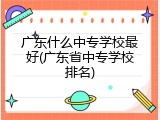 广东什么中专学校最好(广东省中专学校排名)