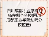 四川成都职业学院幼师在哪个分校(四川成都职业学院幼师分校位置)