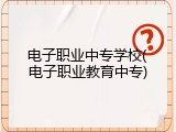 电子职业中专学校(电子职业教育中专)