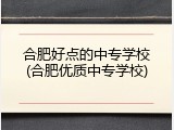 合肥好点的中专学校(合肥优质中专学校)