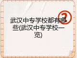 武汉中专学校都有哪些(武汉中专学校一览)