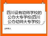 四川设有幼师学校的公办大专学校(四川公办幼师大专学校)
