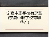 宁夏中职学校有那些(宁夏中职学校有哪些？)