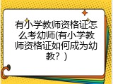 有小学教师资格证怎么考幼师(有小学教师资格证如何成为幼教？)