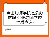 合肥幼师学校是公办的吗(合肥幼师学校性质查询)