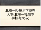 北京一轻技术学校有大专(北京一轻技术学校有大专)