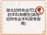 湖北幼师专业可以考的本科有哪些(湖北幼师专业本科报考指南)