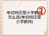 考幼师还是小学教师怎么选(考幼师还是小学教师)