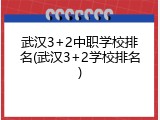 武汉3+2中职学校排名(武汉3+2学校排名)