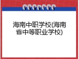 海南中职学校(海南省中等职业学校)