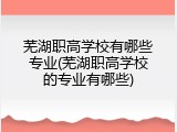 芜湖职高学校有哪些专业(芜湖职高学校的专业有哪些)