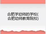 合肥学幼师的学校(合肥幼师教育院校)