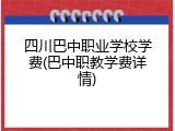 四川巴中职业学校学费(巴中职教学费详情)