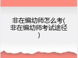 非在编幼师怎么考(非在编幼师考试途径)