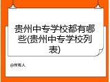 贵州中专学校都有哪些(贵州中专学校列表)
