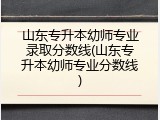 山东专升本幼师专业录取分数线(山东专升本幼师专业分数线)