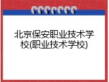 北京保安职业技术学校(职业技术学校)
