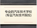 专业的汽车技术学校(专业汽车技术院校)