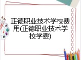 正德职业技术学校费用(正德职业技术学校学费)