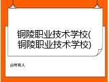 铜陵职业技术学校(铜陵职业技术学校)
