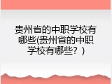 贵州省的中职学校有哪些(贵州省的中职学校有哪些？)