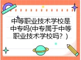中等职业技术学校是中专吗(中专属于中等职业技术学校吗？)