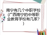 南宁有几个中职学校(广西南宁的中等职业教育学校有几家？)