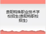 贵阳特殊职业技术学校招生(贵阳特职校招生)