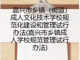 嘉兴市乡镇（街道）成人文化技术学校规范化建设和管理试行办法(嘉兴市乡镇成人学校规范管理试行办法)