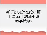 新手幼师怎么给小班上课(新手幼师小班教学策略)