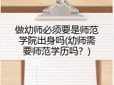 做幼师必须要是师范学院出身吗(幼师需要师范学历吗？)