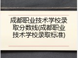 成都职业技术学校录取分数线(成都职业技术学校录取标准)