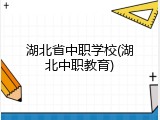 湖北省中职学校(湖北中职教育)
