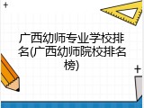广西幼师专业学校排名(广西幼师院校排名榜)