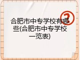 合肥市中专学校有哪些(合肥市中专学校一览表)