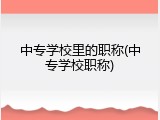 中专学校里的职称(中专学校职称)