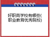 好职高学校有哪些(职业教育优秀院校)