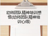 幼师团队精神培训感悟(幼师团队精神培训心得)