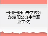 贵州贵阳中专学校公办(贵阳公办中等职业学校)