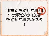 山东春考幼师专科23年录取位次(山东春招幼师专科录取位次)